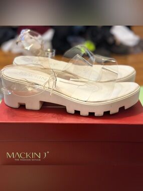 White Platform Sandals with Transparent PVC Straps
